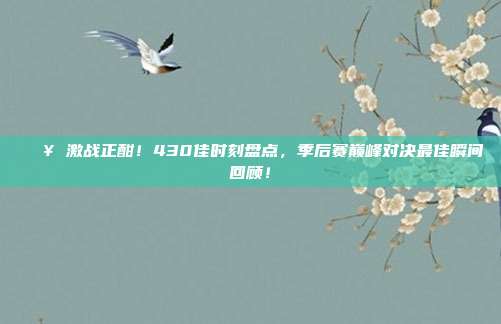 🔥 激战正酣！430佳时刻盘点，季后赛巅峰对决最佳瞬间回顾！