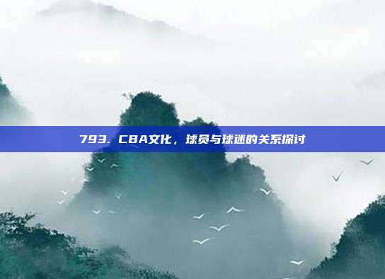 793. CBA文化，球员与球迷的关系探讨